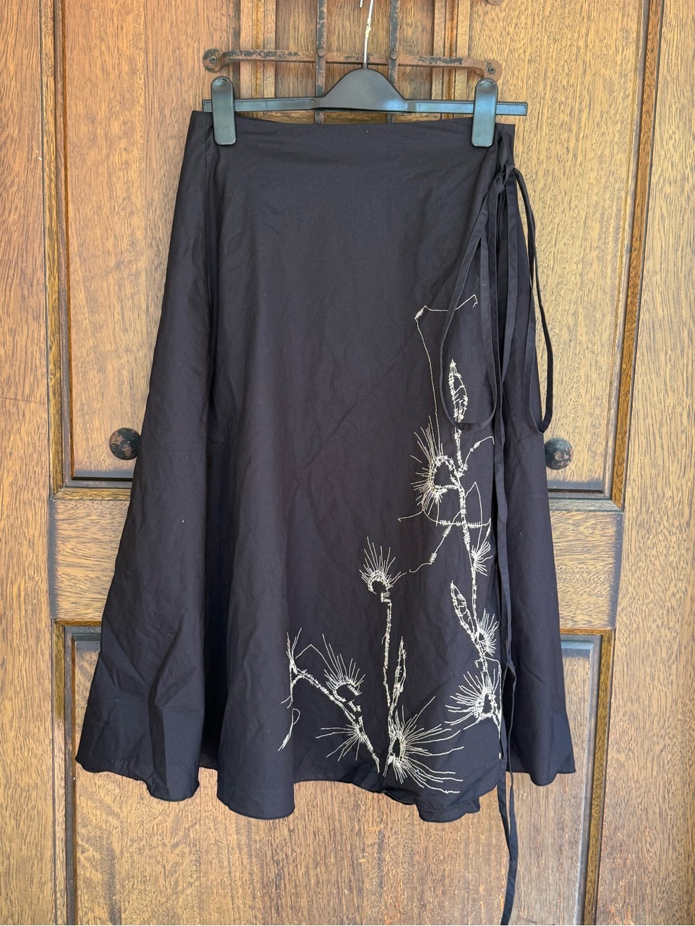 Navy Floral Embroidered Wrap Skirt Size S Brand new